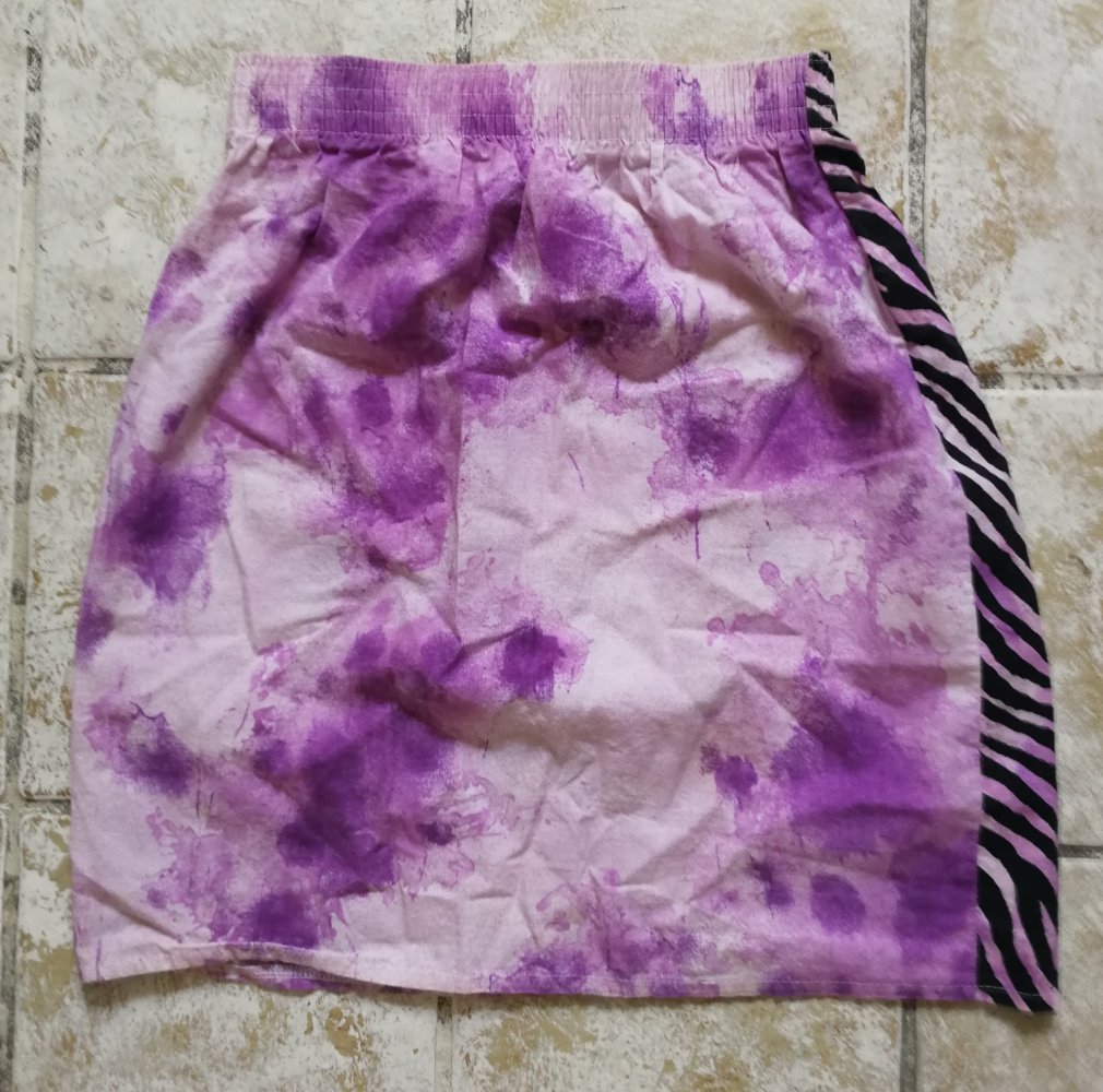 Minirock Batik Flieder Zebra 80er Vintage Original! Hippie Boho Metal Rockchick! BW Animalprint