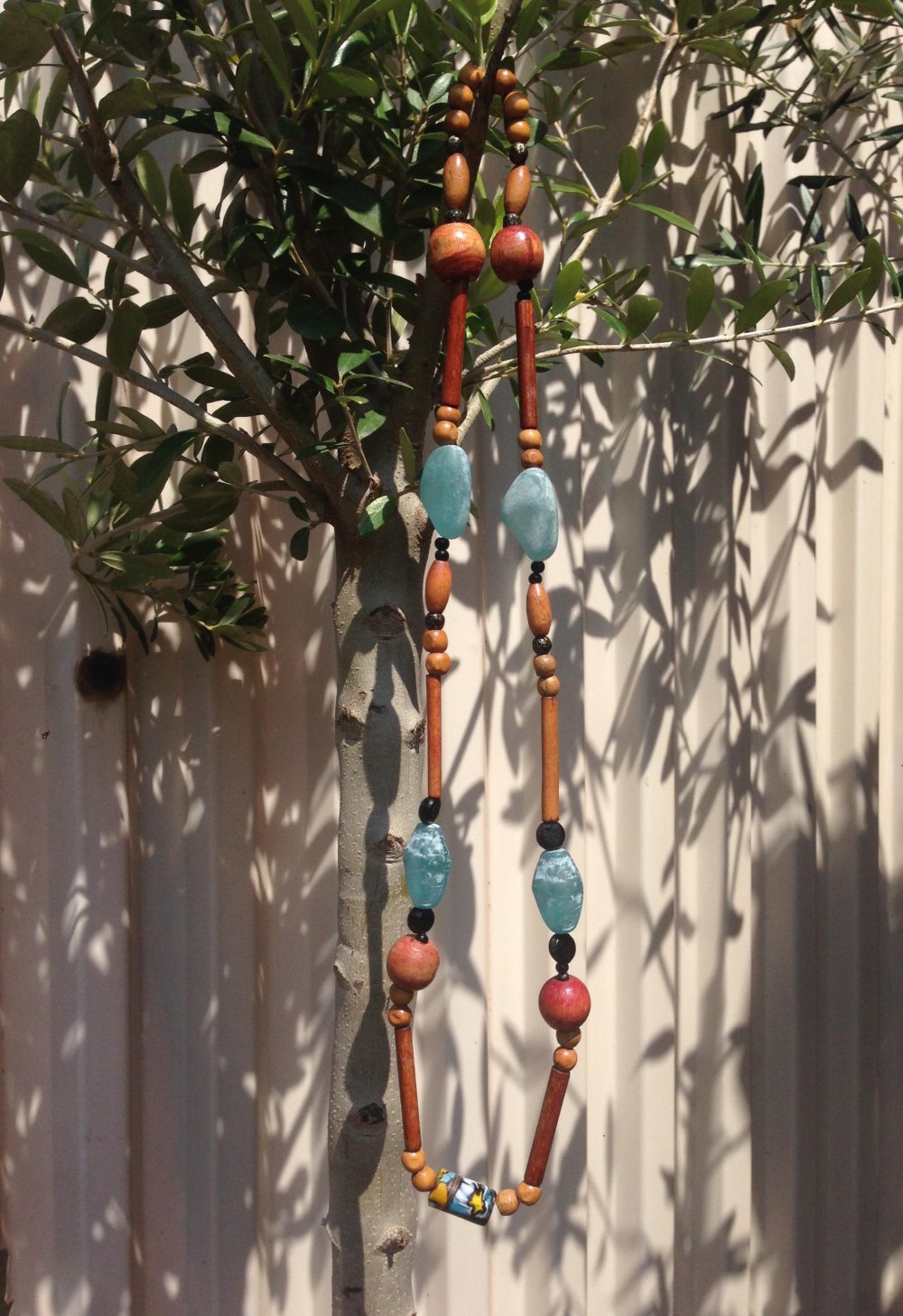 Halskette Custom Ethnoschmuck Psychedelic Buddha Yoga Vintage Boho Perlenkette Retrostyle! Vegan