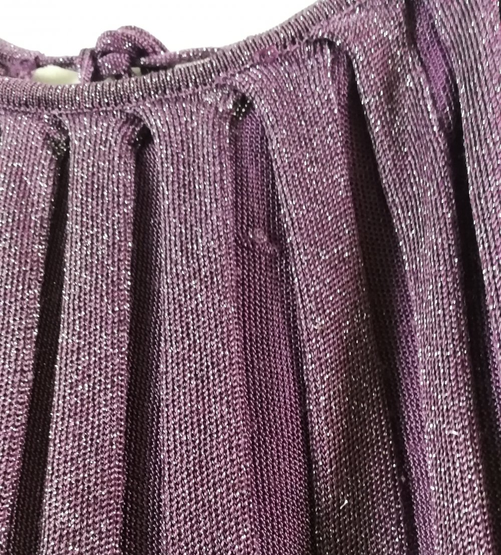 Fledermaus Pulli Faltentop Silberglitzer Lila Schößchentop Minikleid Multistyle Disco Hippie