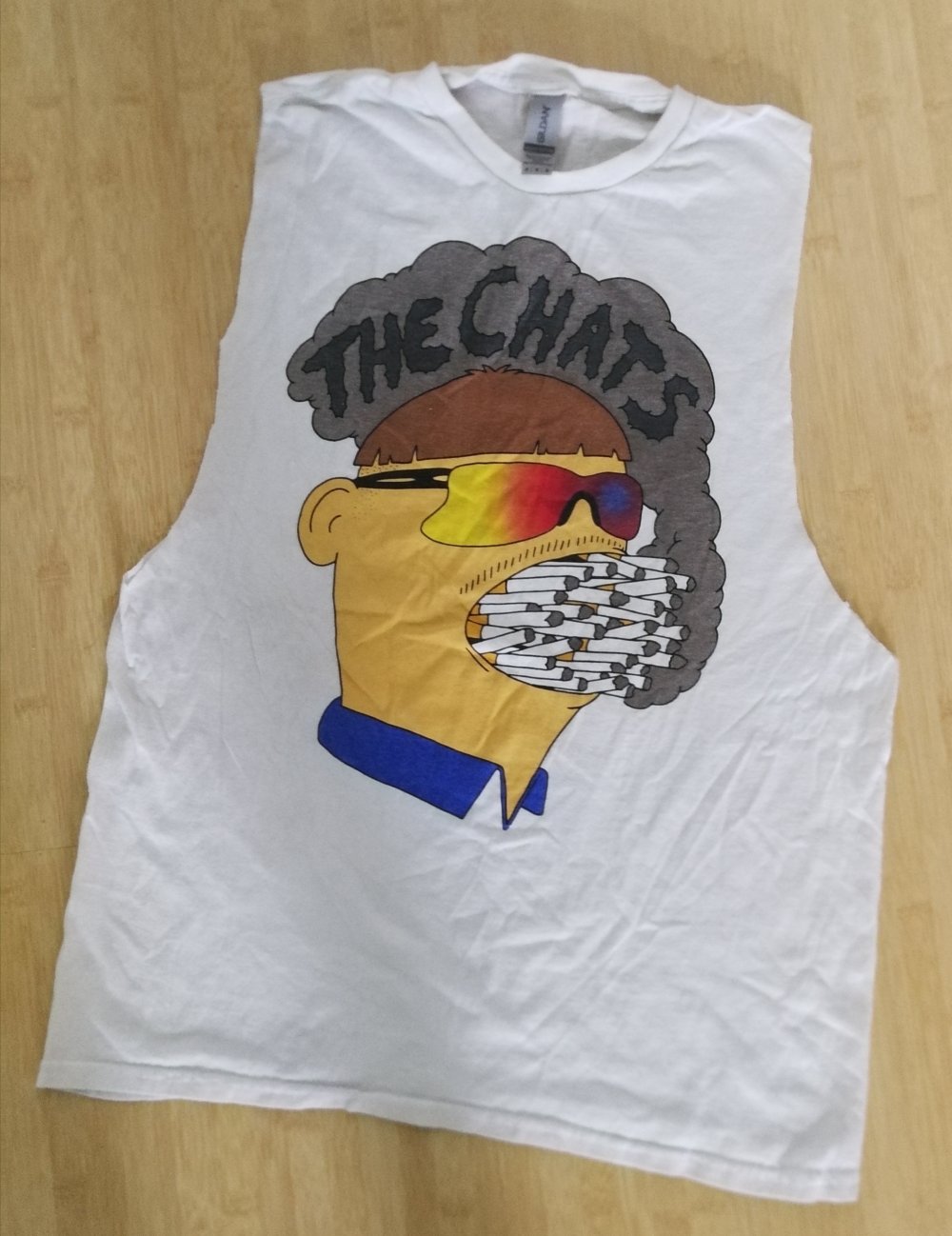 Bandshirt The Chats Ciggie Mouth White customisiert Unisex Gr. M Sleeveless