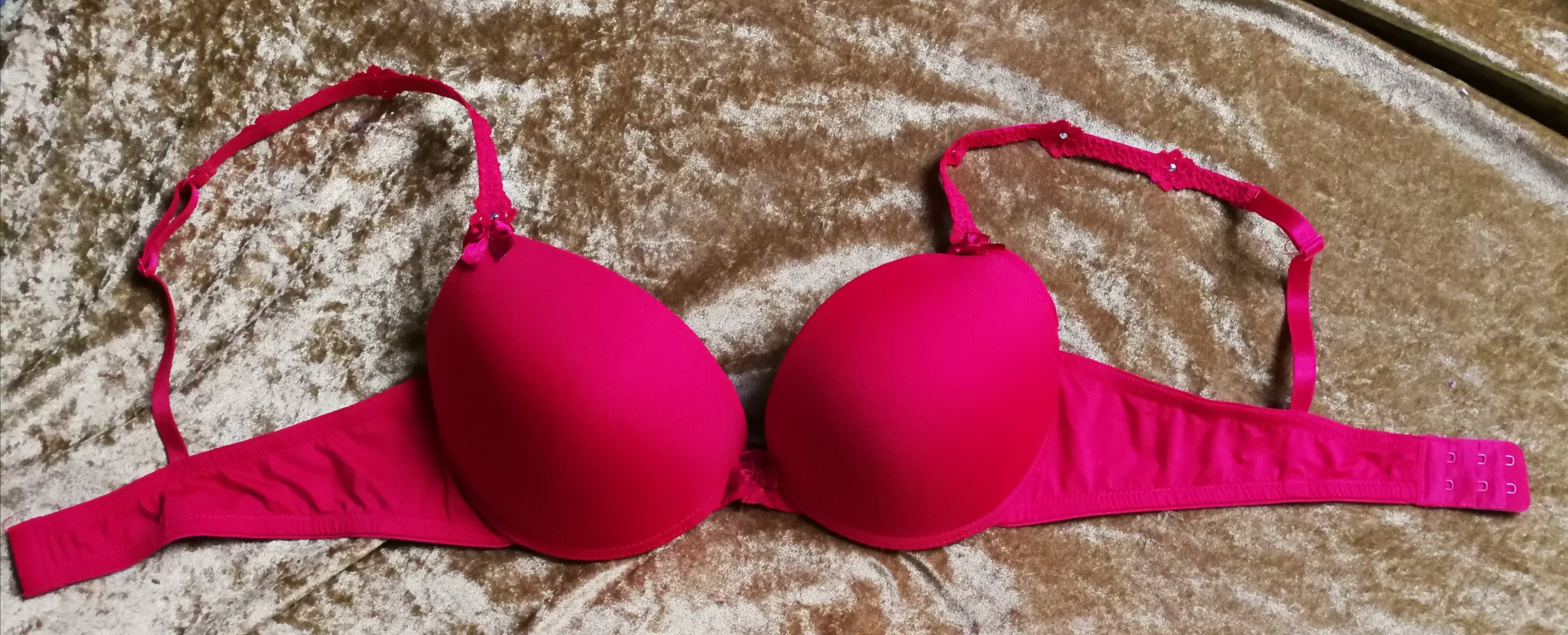 BH Roter BH Push-up Büstenhalter mit Strass Floral Blumen sexy Eleganz