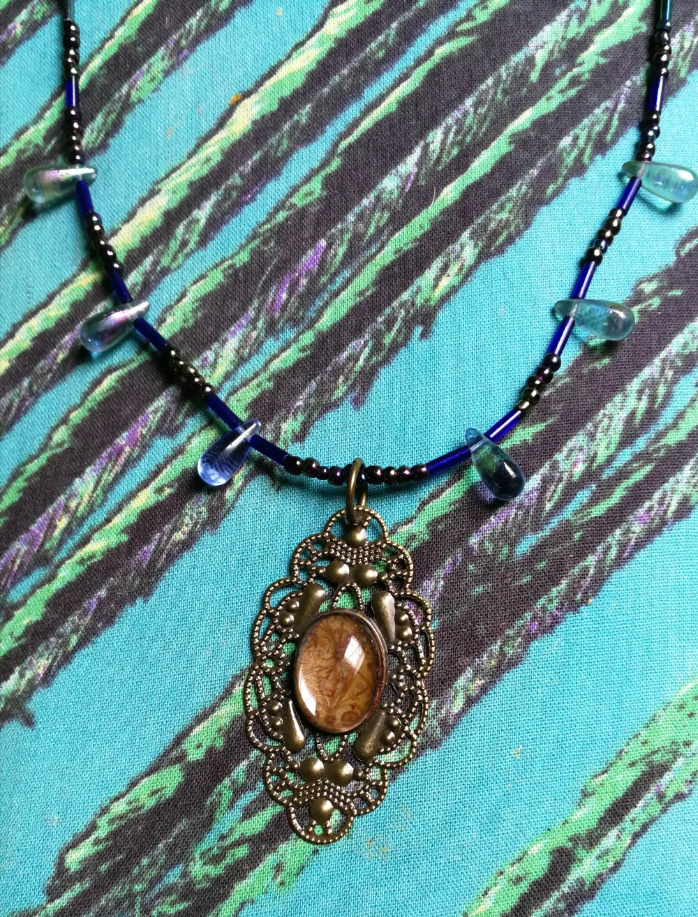 Damenkette Halskette Victorian Regenbogenperlen Glastropfen Designerschmuck True Vintage Gothic