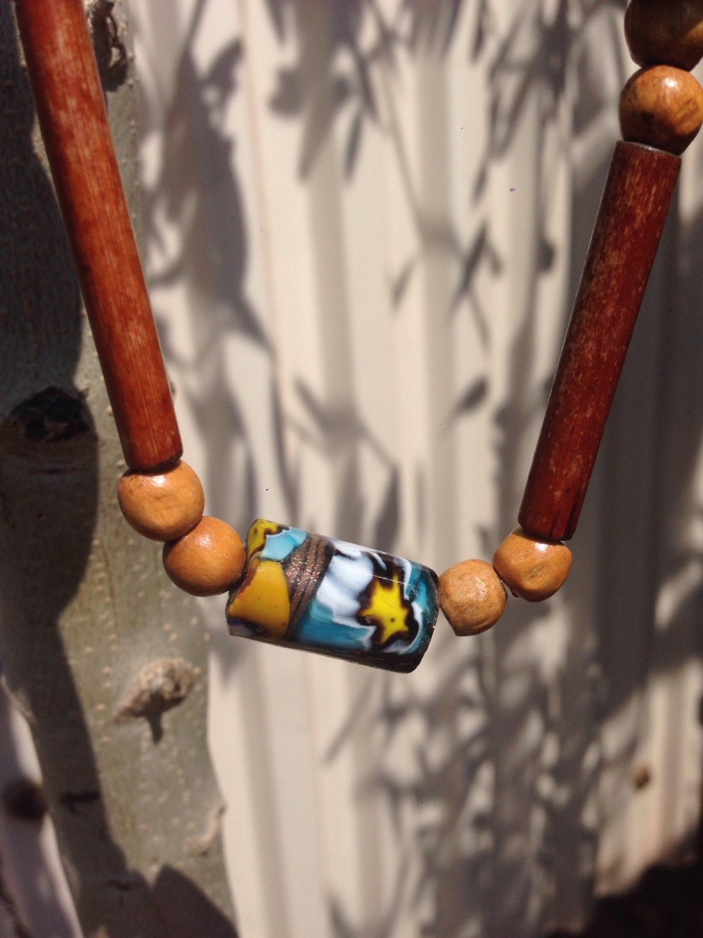 Halskette Custom Ethnoschmuck Psychedelic Buddha Yoga Vintage Boho Perlenkette Retrostyle! Vegan