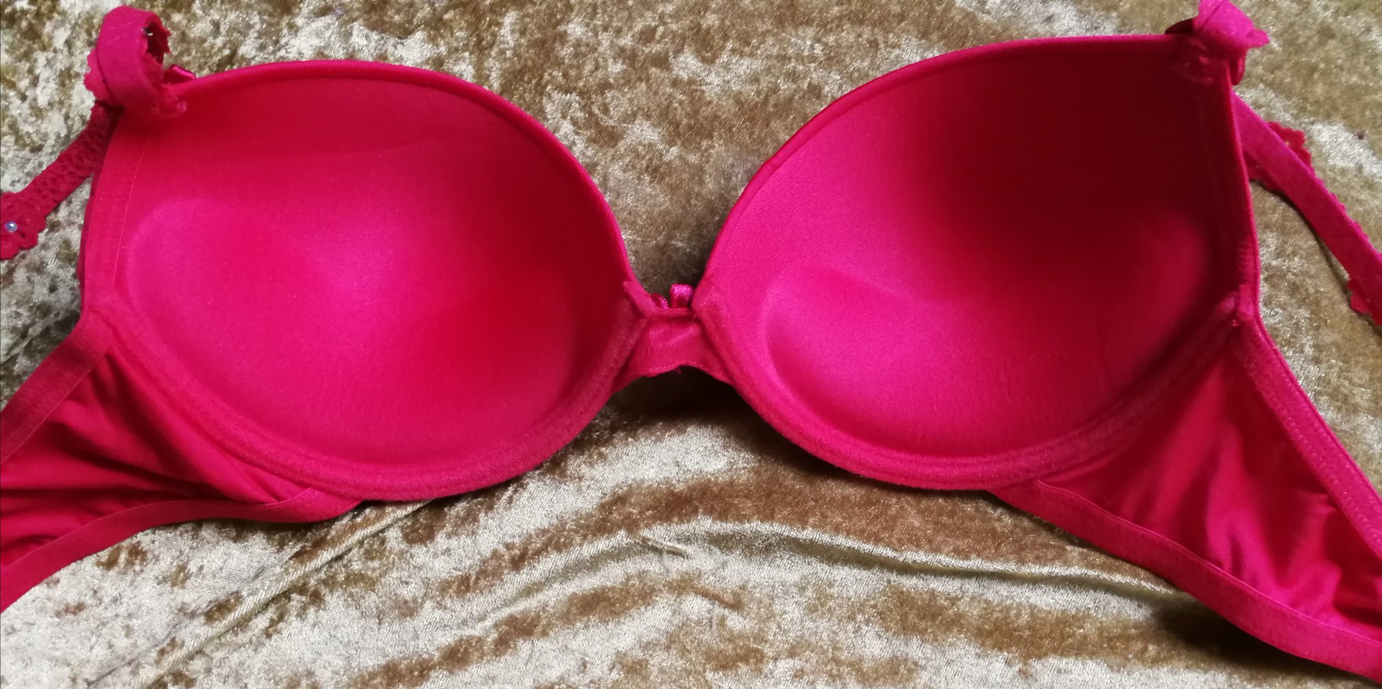 BH Roter BH Push-up Büstenhalter mit Strass Floral Blumen sexy Eleganz