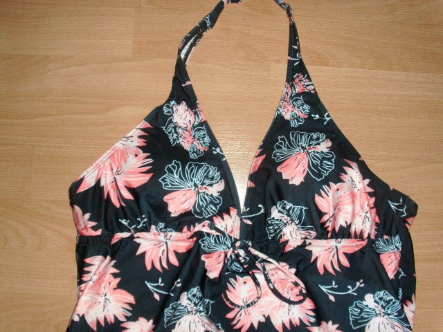Tankini Oberteil von Octopus, schwarz mit Motiven, Gr. 46/48