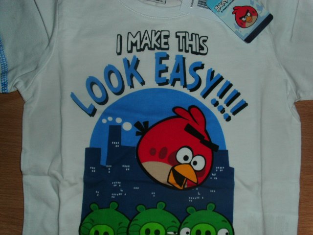 T-Shirt, Angry Birds, weiß, Gr. 104 mit Etikett