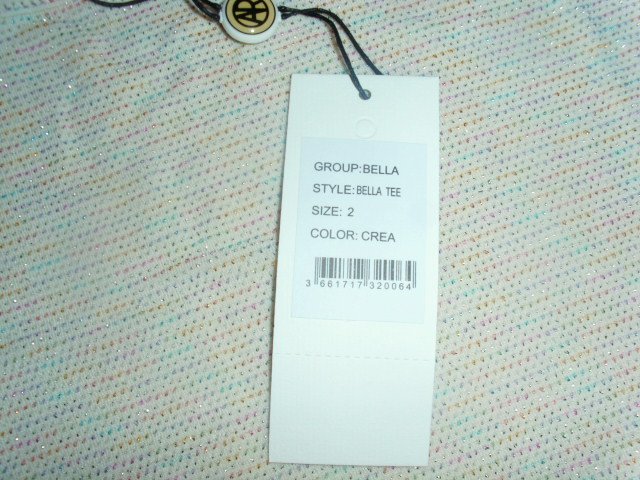 Strechshirt von American Retro, creme mit Glitzer, Gr. 42