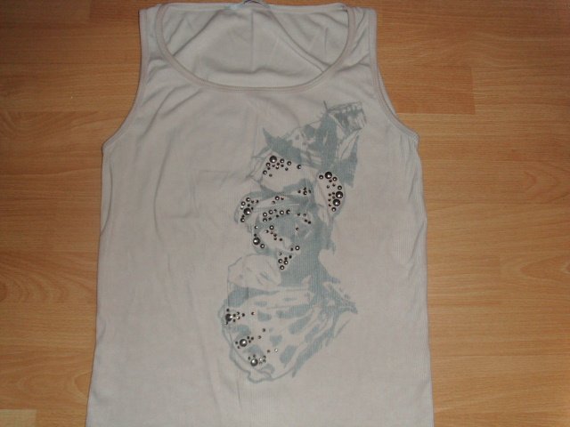 Top von Bottega, hellbeige mit Motiv, Gr. 40/42