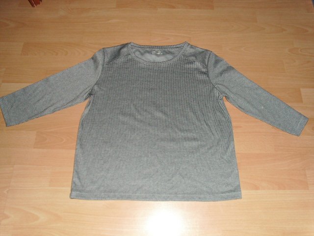 Langarmshirt von Up Fashion, schwarz-weiß gemustert, Gr. 42/44