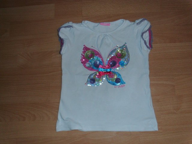 T-Shirt von LC Waikiki, weiß mit Schmetterling, Gr. 122