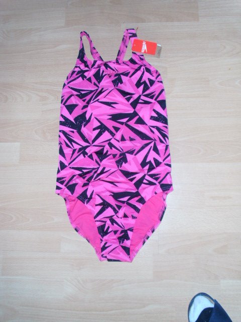 Badeanzug von Speedo, pink-schwarz, Gr. 40 mit Etikett