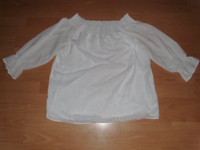 Schlupfbluse von Canda, weiß mit Carmenausschnitt, Gr. M ( 42 )