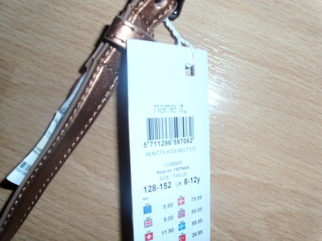 Gürtel von Name it, braun glitzernd, mit Schleife, Gr. 128-152 mt Etikett