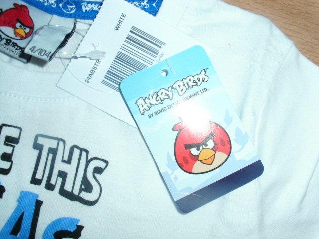 T-Shirt, Angry Birds, weiß, Gr. 104 mit Etikett