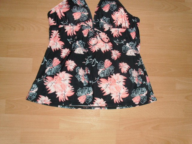 Tankini Oberteil von Octopus, schwarz mit Motiven, Gr. 46/48