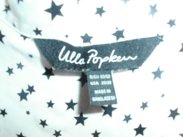 Bluse von Ulla Popken, weiß mit Sterne, Gr. 50/52