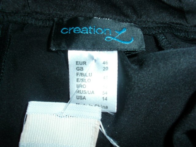Satinshirt von Creation L, schwarz mit Applikation, Gr. 46