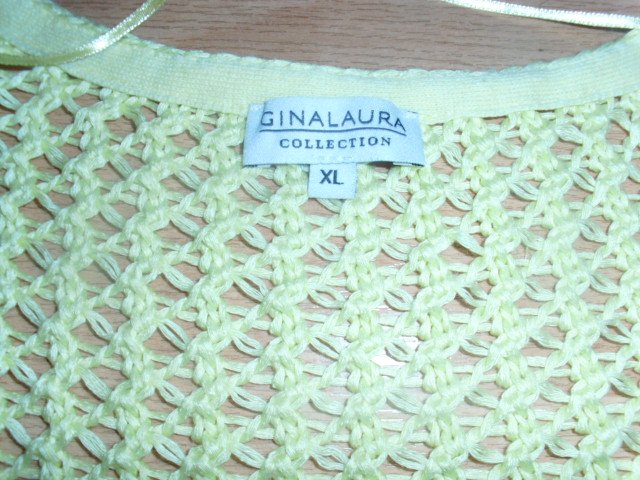 Bolerojacke von Gina Laura, hellgelb mit Lochmuster, Gr. 46/48