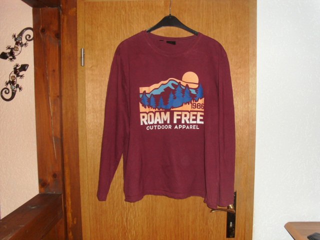 Langarmshirt von bpc Collection, bordeaux mit Motiv, Gr. XXL