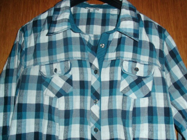 Bluse von Gina Laura, petrol -grün kariert, Gr. 46 