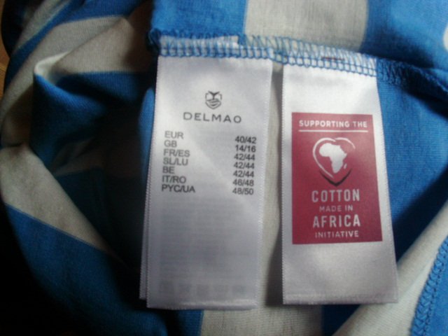 T-Shirt von Delmao, blau-wollweiß, Gr. 40/42 Mit Etikett