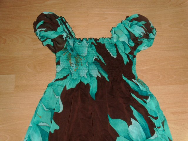 Kleid von Okay, türkis-braun, Gr. 38