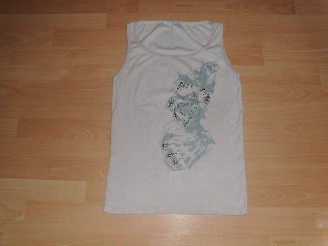 Top von Bottega, hellbeige mit Motiv, Gr. 40/42