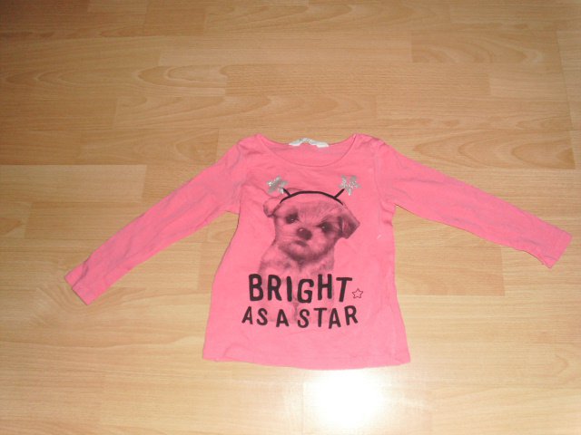 Langarmshirt von H&M. rosa mit Motiv, Gr. 92