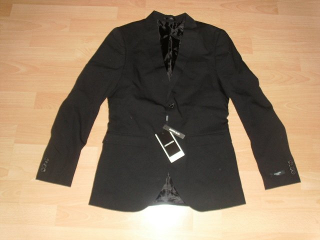 Business-Anzug von Jack & Jones, super slim, schwarz, Gr. 46 mit Etikett