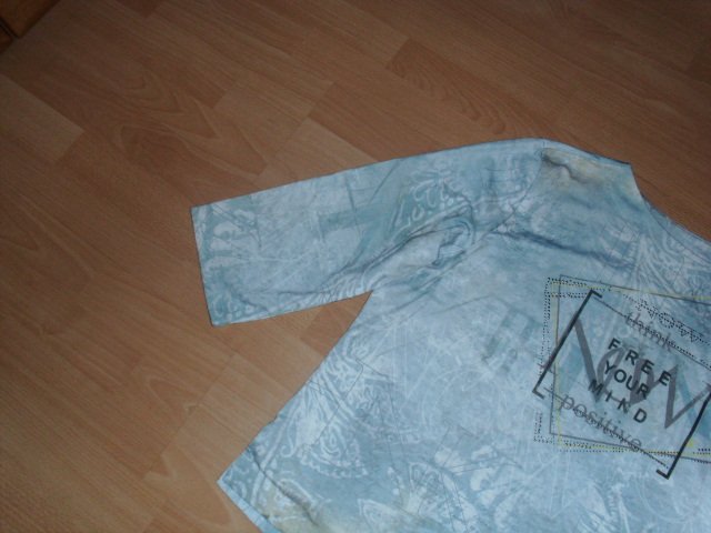 Langarmshirt von Gina Laura, mint mit Motiv, Gr. 50/52