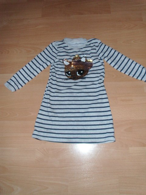 Kleid von H&M, geringelt mit Motiv, Gr. 116