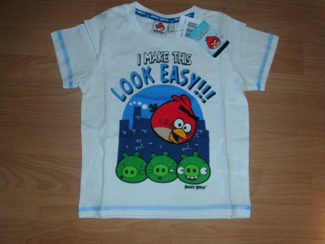 T-Shirt, Angry Birds, weiß, Gr. 104 mit Etikett
