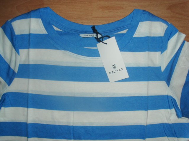 T-Shirt von Delmao, blau-wollweiß, Gr. 40/42 Mit Etikett
