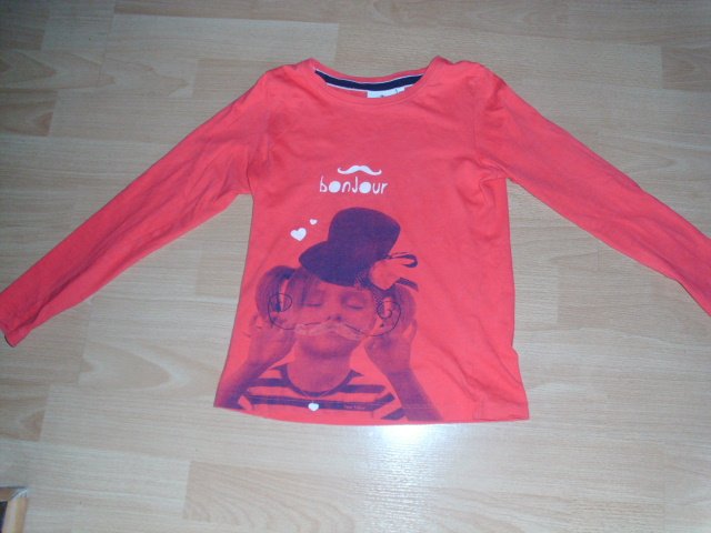 Langarmshirt von Tom Tailor, rot mit Motiv, Gr. 128/134