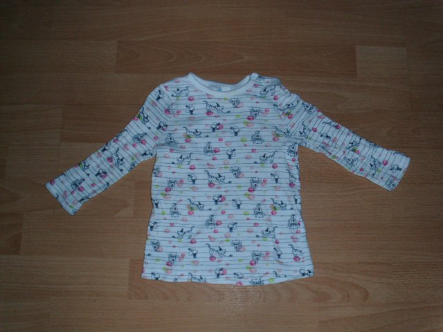 Langarmshirt von Topomini, weiß mit Motiven, Gr. 74