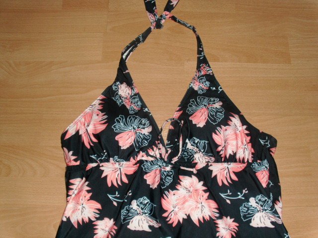 Tankini Oberteil von Octopus, schwarz mit Motiven, Gr. 46/48