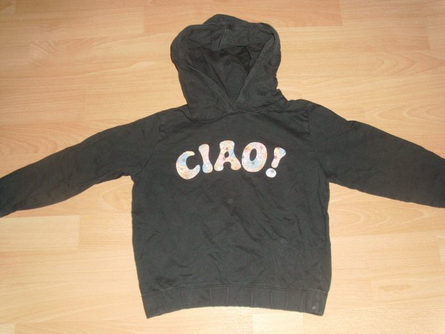 Hoodie von H&M, dunkelgrau mit Schriftzug, Gr. 122