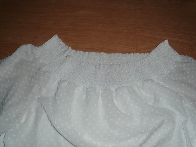 Schlupfbluse von Canda, weiß mit Carmenausschnitt, Gr. M ( 42 )