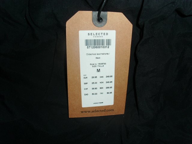 Schwimmshorts von Selected Homme, schwarz, Gr. M mit Etikett