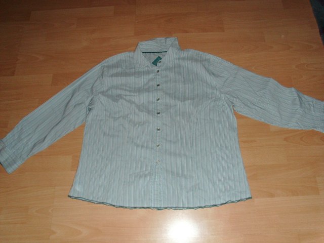 Bluse von Gina Laura, grün gestreift, Gr. 50/52