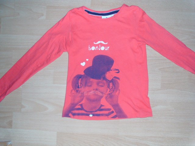 Langarmshirt von Tom Tailor, rot mit Motiv, Gr. 128/134