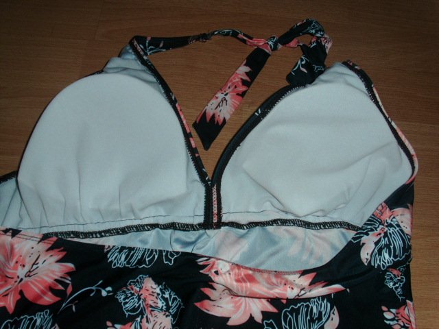 Tankini Oberteil von Octopus, schwarz mit Motiven, Gr. 46/48