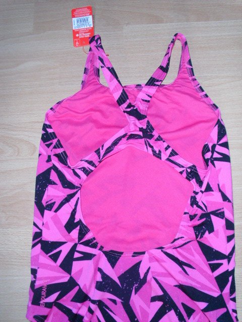 Badeanzug von Speedo, pink-schwarz, Gr. 40 mit Etikett