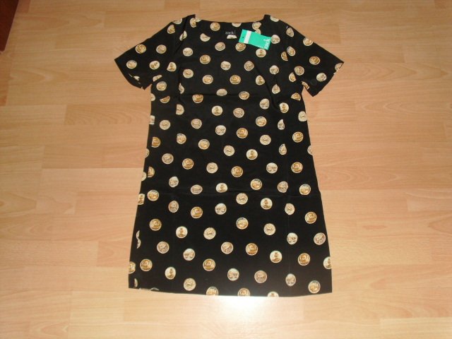 Tunikakleid von John Zack London, schwarz mit Motiven, Gr. 38 mit Etikett