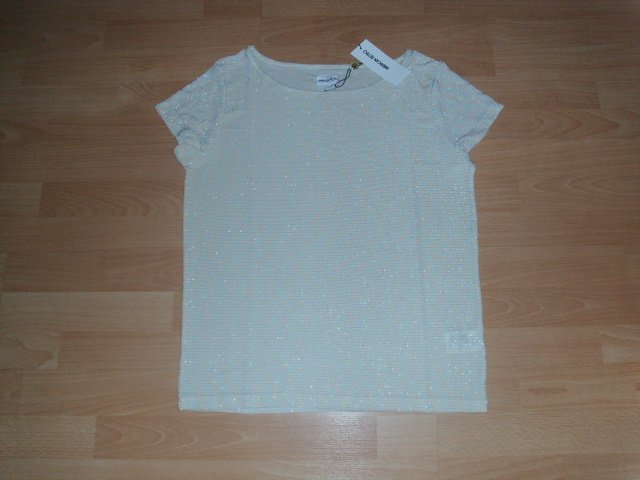 Strechshirt von American Retro, creme mit Glitzer, Gr. 42