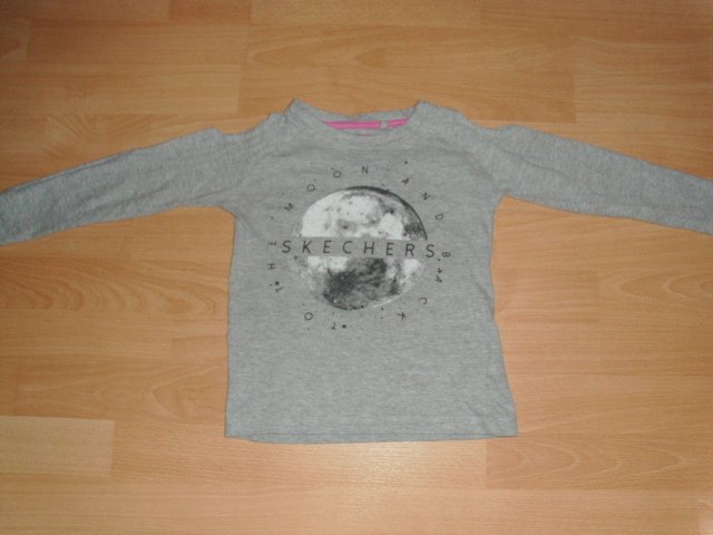Langarmshirt von Skechers, hellgrau mit Motiv, Gr. 104/110
