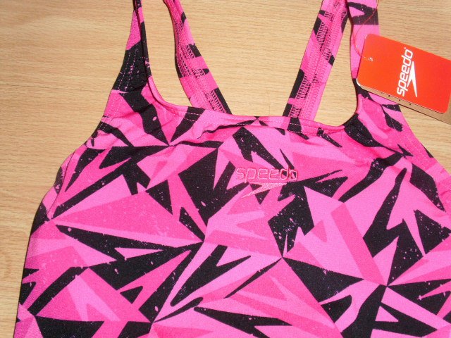 Badeanzug von Speedo, pink-schwarz, Gr. 40 mit Etikett