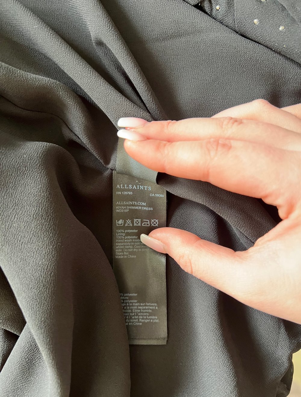 AllSaints Kiyah Shimmer Dress M