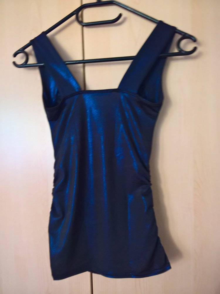 dunkelblau schimmerndes Top XXS XS 32 34