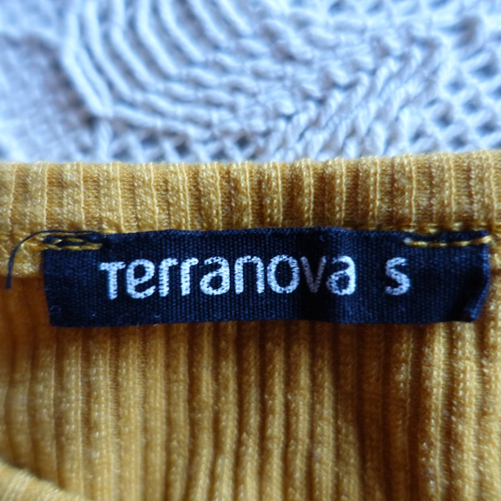 Shirt, Langarmshirt, Rippenshirt, Gr. S bzw. ca. Gr. 36, senffarben/curry